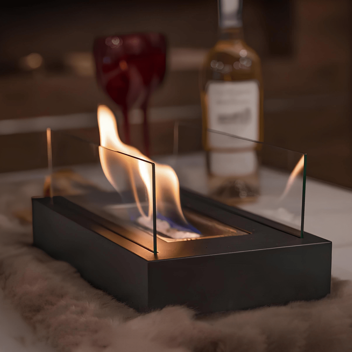 Tabletop Fireplace | Portable Bioethanol Burner, Stainless Steel, Black — product image 1