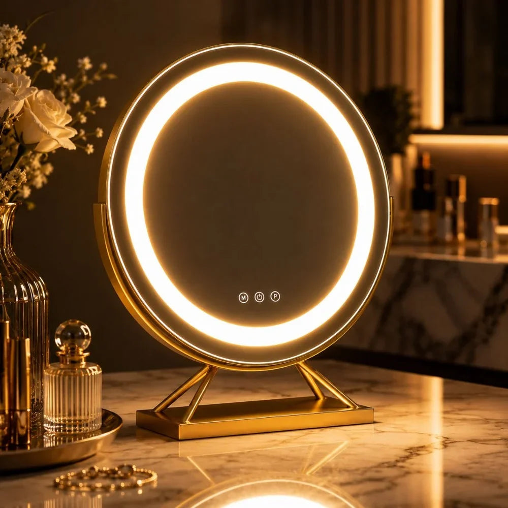 Twelve inch vanity mirror showing three color light modes