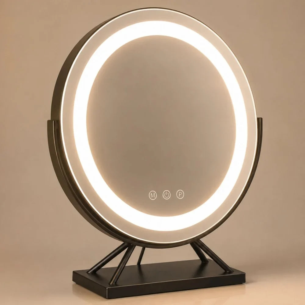 Rotating metal makeup mirror with detachable magnification