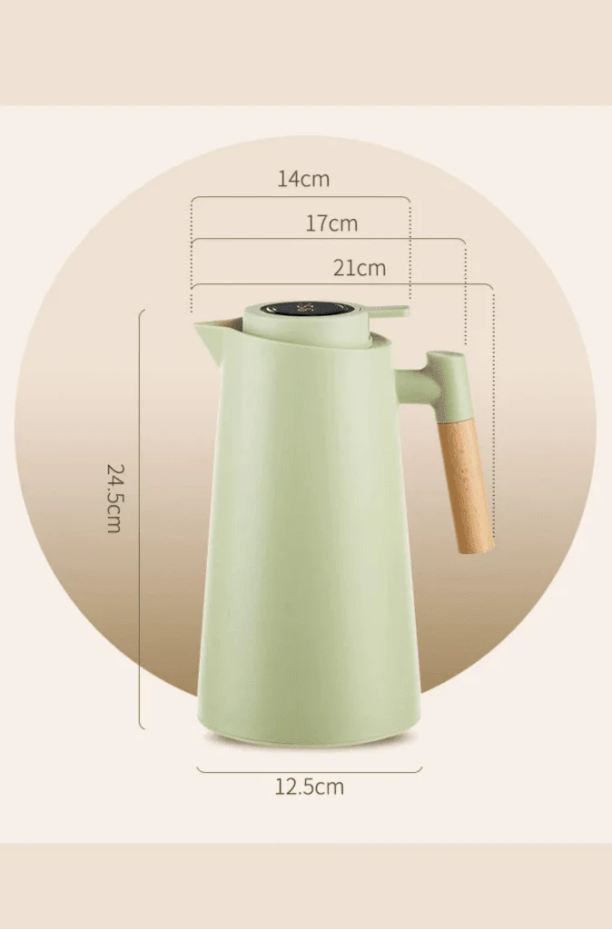 Thermal coffee carafe shown from the side with pouring spout.