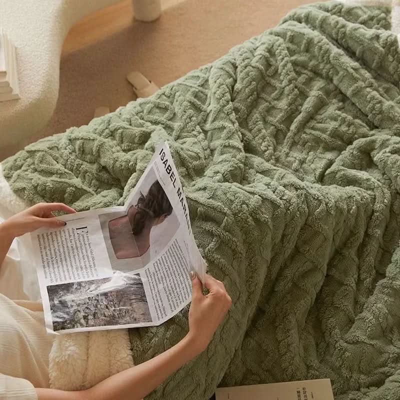 Throw Blanket | Plush Lambswool Texture, Soft Warm Design, Neutral Colors — product image 2
