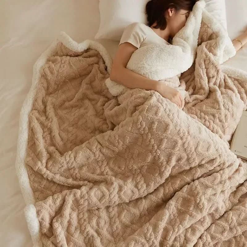 Throw Blanket | Plush Lambswool Texture, Soft Warm Design, Neutral Colors — product image 4