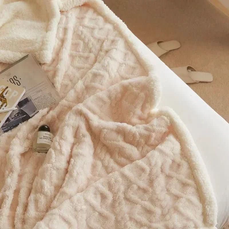 Throw Blanket | Plush Lambswool Texture, Soft Warm Design, Neutral Colors — product image 6