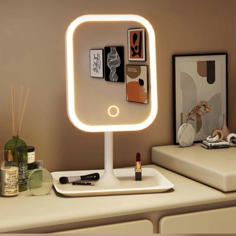Travel makeup mirror showing adjustable light modes