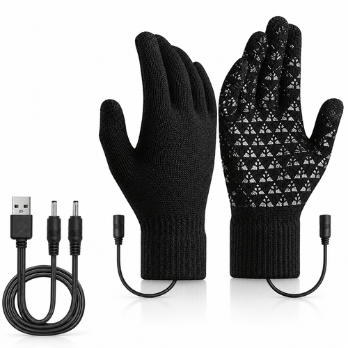 USB Heated Knit Gloves | Fixed Heat Models With Textured Palms And Ribbed Cuffs