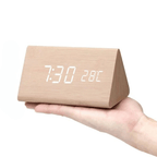 Wooden LED Alarm Clock with voice-control display — product image 11