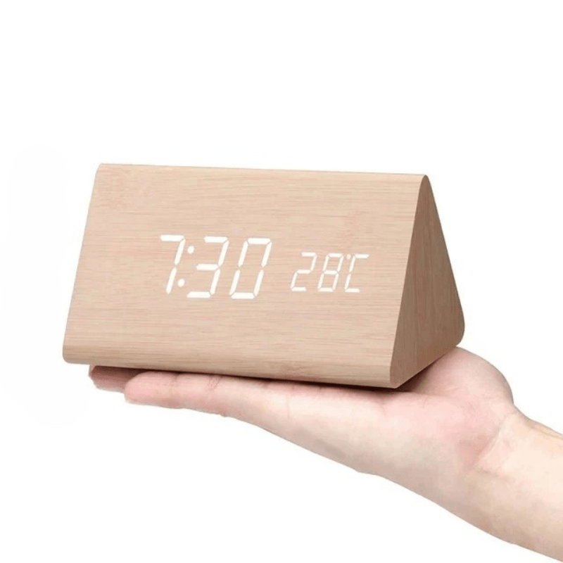 Wooden LED Alarm Clock with voice-control display — product image 11