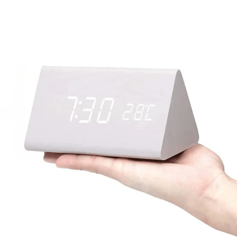Wooden LED Alarm Clock with voice-control display — product image 13