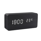 Wooden LED Alarm Clock with voice-control display — product image 8