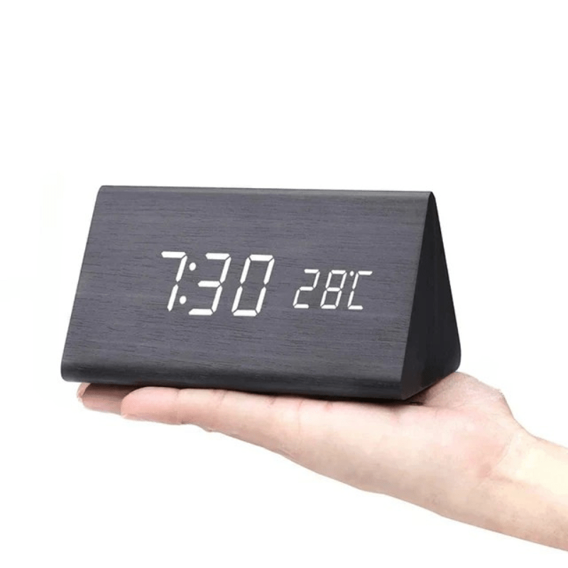 Wooden LED Alarm Clock with voice-control display — product image 14