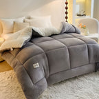 Light gray comforter with a soft contrasting reverse