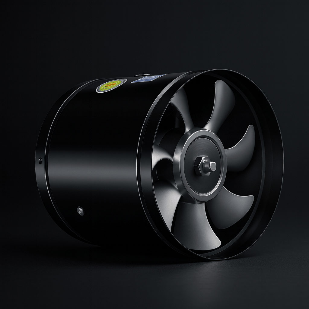 Ventilation fan in a black or white ABS housing, hero view.