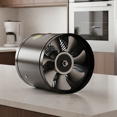 Ventilation fan in a black or white ABS housing, lifestyle view.