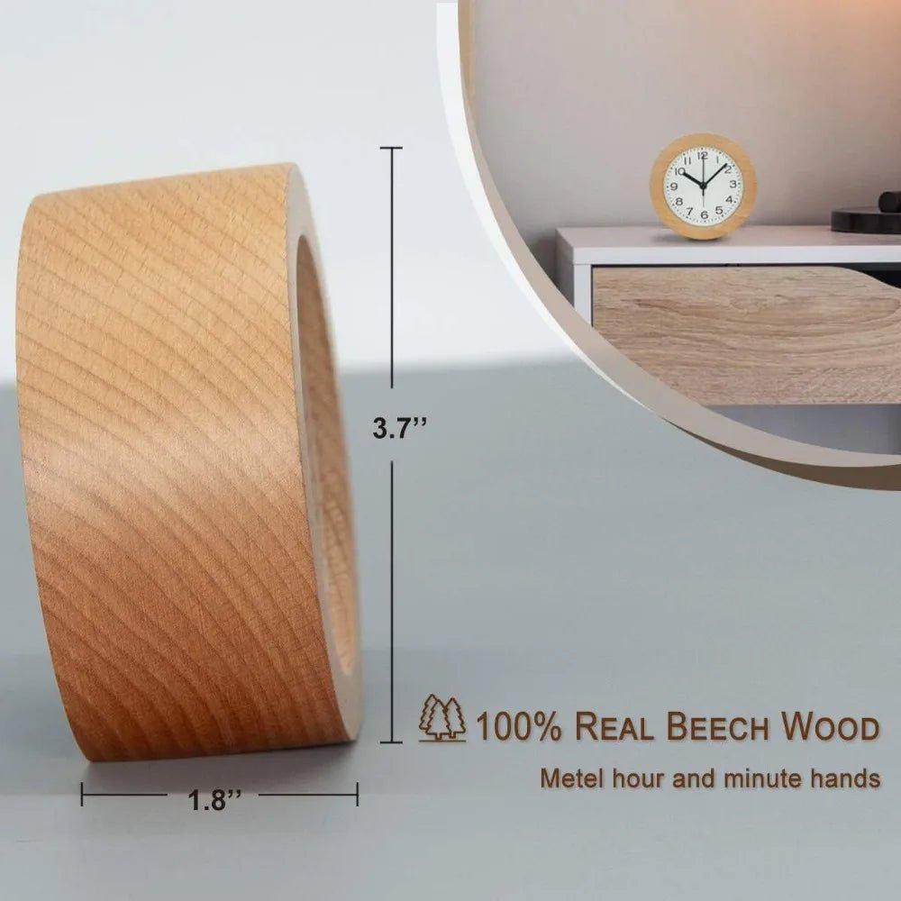 Wooden Alarm Clock | Silent LED Bedside Clock - Alarm Clock product view 4