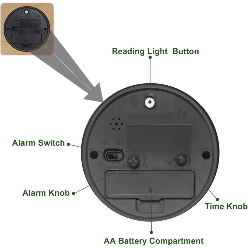 Wooden Alarm Clock | Silent LED Bedside Clock - Alarm Clock product view 5