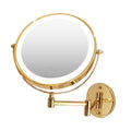 Gold wall mounted illuminated round makeup mirror