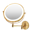 Gold wall mounted illuminated round makeup mirror