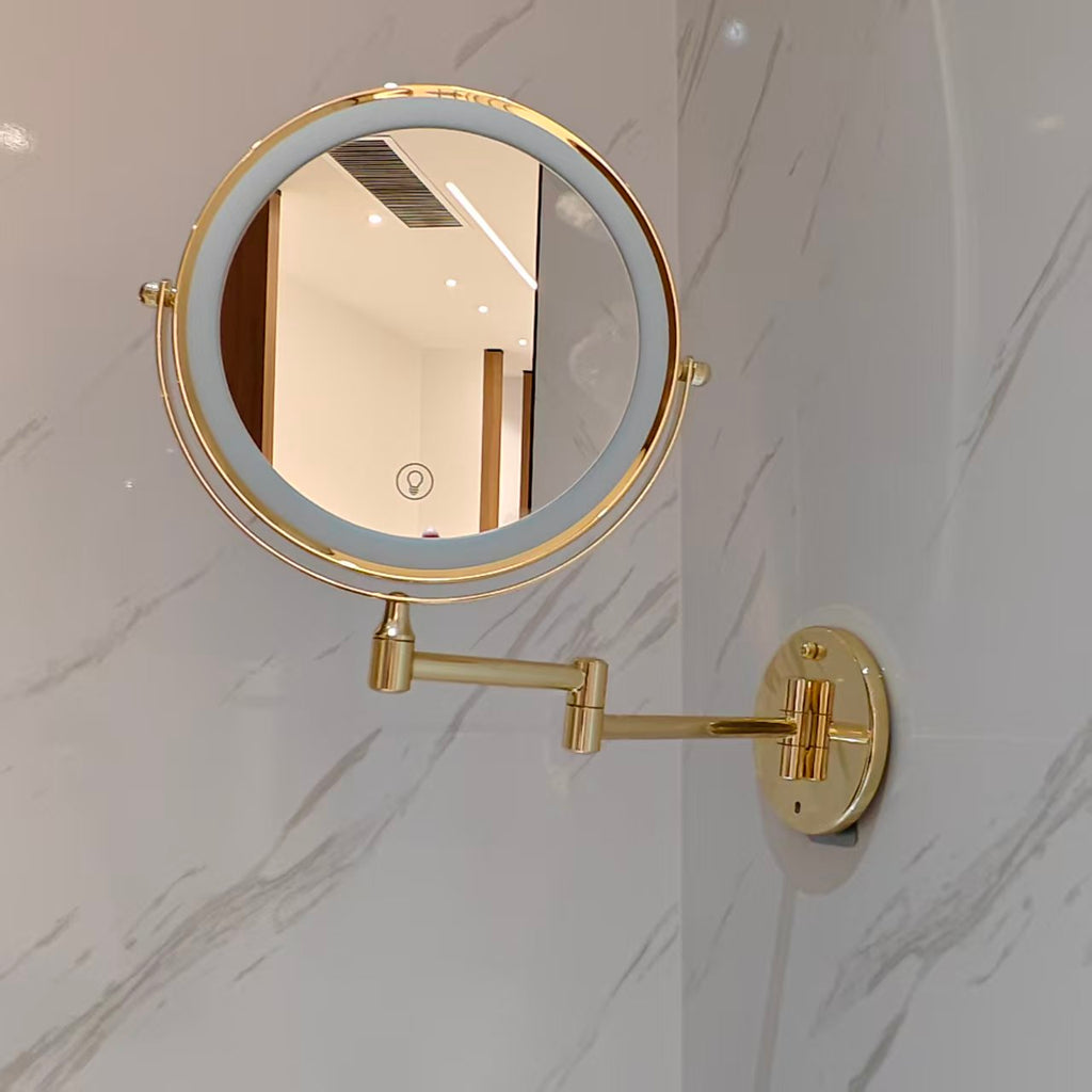 Gold wall mounted mirror showing its reverse side