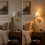 Wall Sconce Set, Cordless Adhesive or Screw Mounting, Tapered Shades, Set of Two