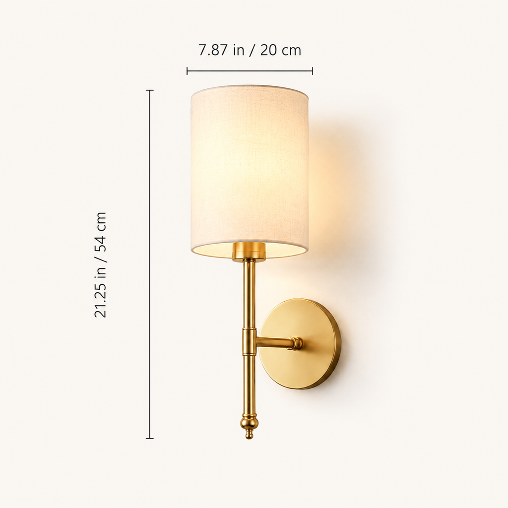 Wall sconce dimensions graphic showing a 21.25 inch height and 7.87 inch diameter.