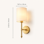 Wall sconce dimensions graphic showing a 21.25 inch height and 7.87 inch diameter.