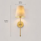Wall sconce dimensions graphic showing a height of 21.25 inches and diameter of 7.87 inches.