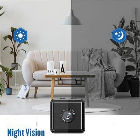 WiFi security camera pictured with day and night viewing graphics