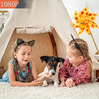 WiFi security camera resolution illustration showing children and a dog