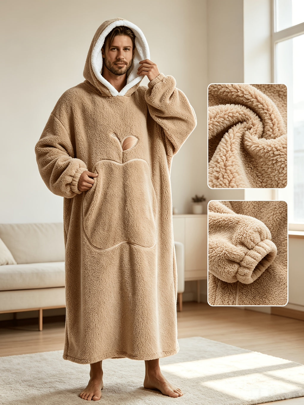 Wearable Blanket Hoodie | Oversized Hooded Polyester Knit, Multiple Colors