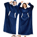 Wearable Blanket Robe | Extra Long Hooded Flannel Design, Polyester, Multiple Colors