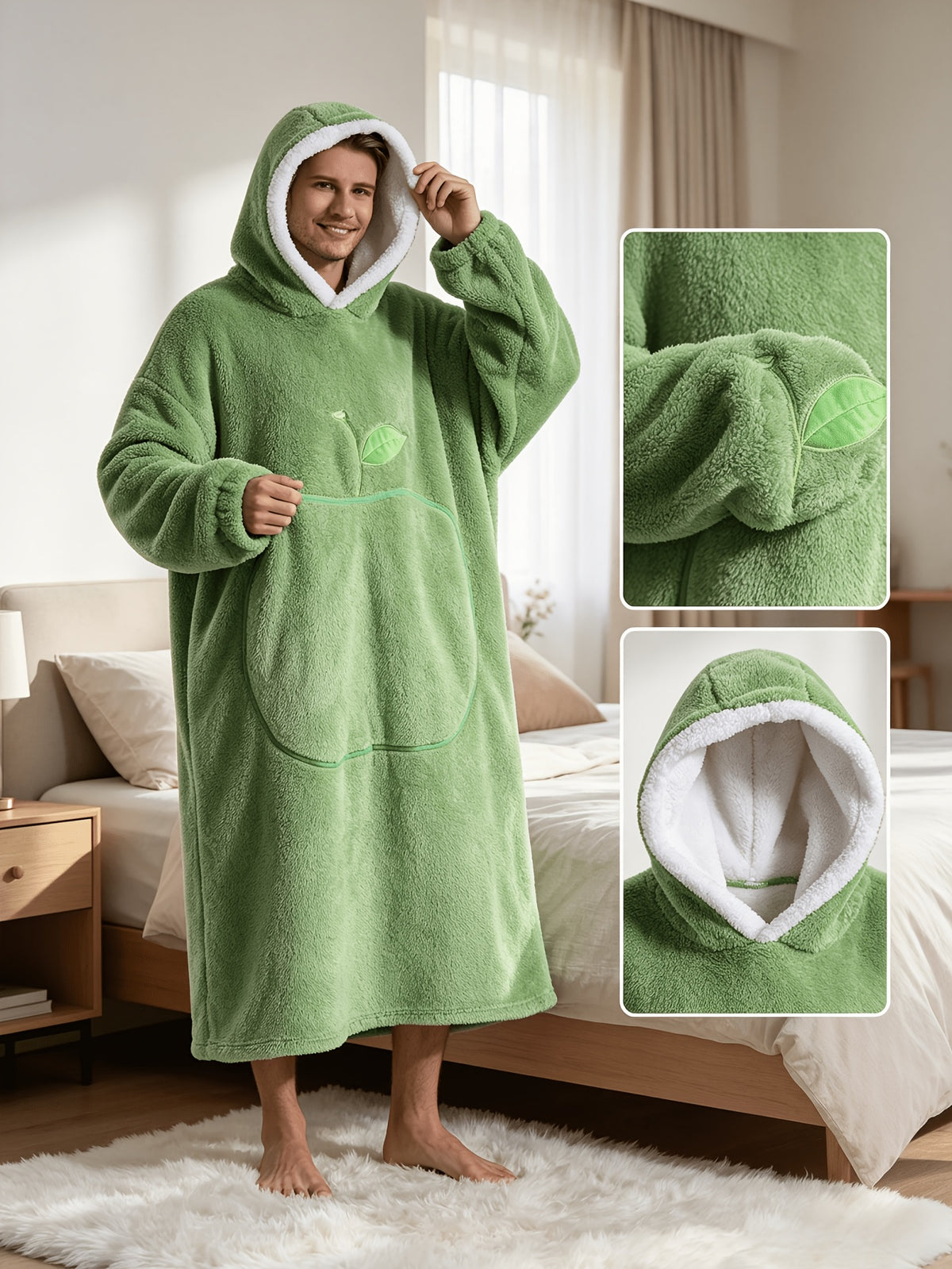 Wearable Blanket Hoodie | Oversized Hooded Polyester Knit, Multiple Colors