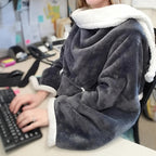 Wearable TV Blanket | Sleeves And Front Pocket, Polyester Flannel, Black Or Blue