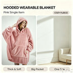 Wearable Blanket Hoodie | Double Sided Flannel Loungewear, Polyester, Multiple Colors