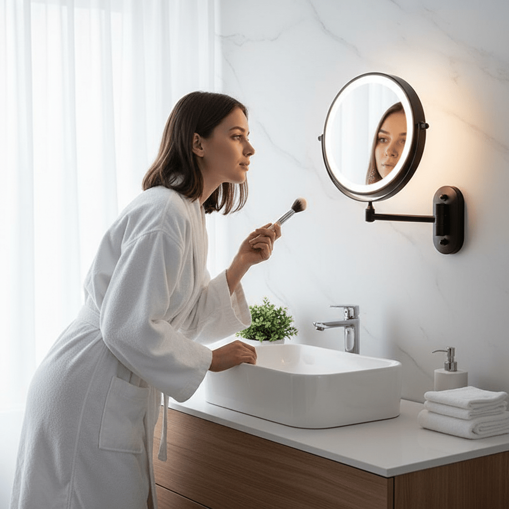 LED Magnifying Mirror with rechargeable wall-mounted design — product image 3