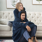 Wearable Blanket Hoodie | Double Sided Flannel Loungewear, Polyester, Multiple Colors