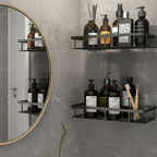 Bathroom Shelf | Drill Free Adhesive Storage, Metal, Black Or Silver