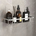 Bathroom Shelf | Drill Free Adhesive Storage, Metal, Black Or Silver