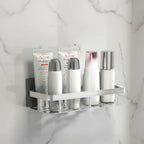 Bathroom Shelf | Drill Free Adhesive Storage, Metal, Black Or Silver