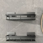 Bathroom Shelf | Drill Free Adhesive Storage, Metal, Black Or Silver