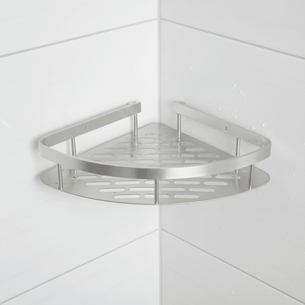Bathroom Shelf | Drill Free Adhesive Storage, Metal, Black Or Silver