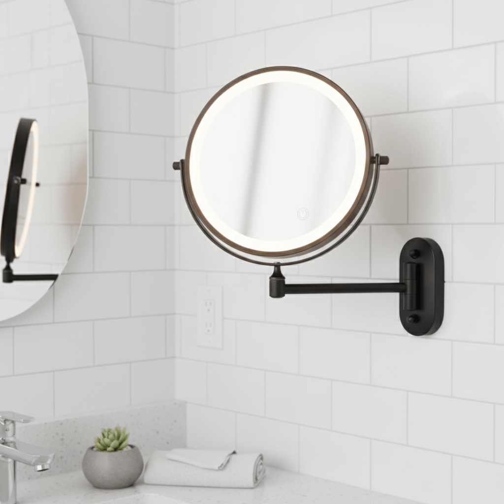 LED Magnifying Mirror with rechargeable wall-mounted design — product image 1
