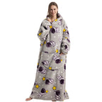 Wearable Blanket Hoodie | Printed Plush Design With Large Pocket, Polyester Flannel