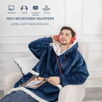 Wearable Blanket Hoodie | Long Hooded Sleeved Flannel, Polyester, Multiple Colors