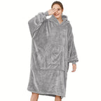 Wearable Blanket Hoodie | Oversized Sherpa Style, Polyester Flannel, Multiple Colors