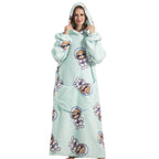 Wearable Blanket Hoodie | Printed Plush Design With Large Pocket, Polyester Flannel
