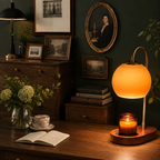 Adjustable orange glass candle warmer lamp lifestyle view 1