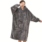 Wearable Blanket Hoodie | Oversized Sherpa Style, Polyester Flannel, Multiple Colors