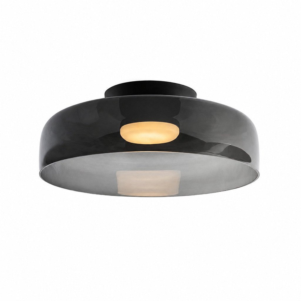 Smoke gray single-layer ceiling light on white.