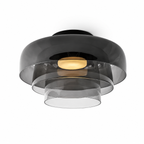 Smoke gray three-layer ceiling light on white.