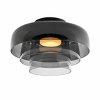 Smoke gray double-layer wide ceiling light on white.